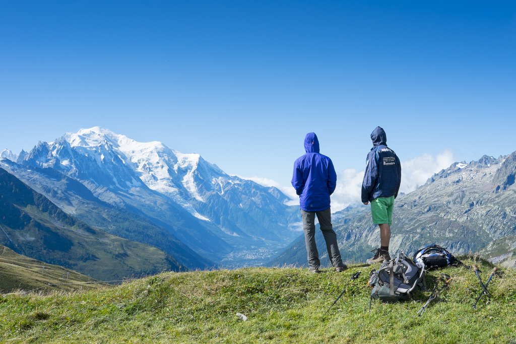 Hikers enjoying the view at Col de Balme