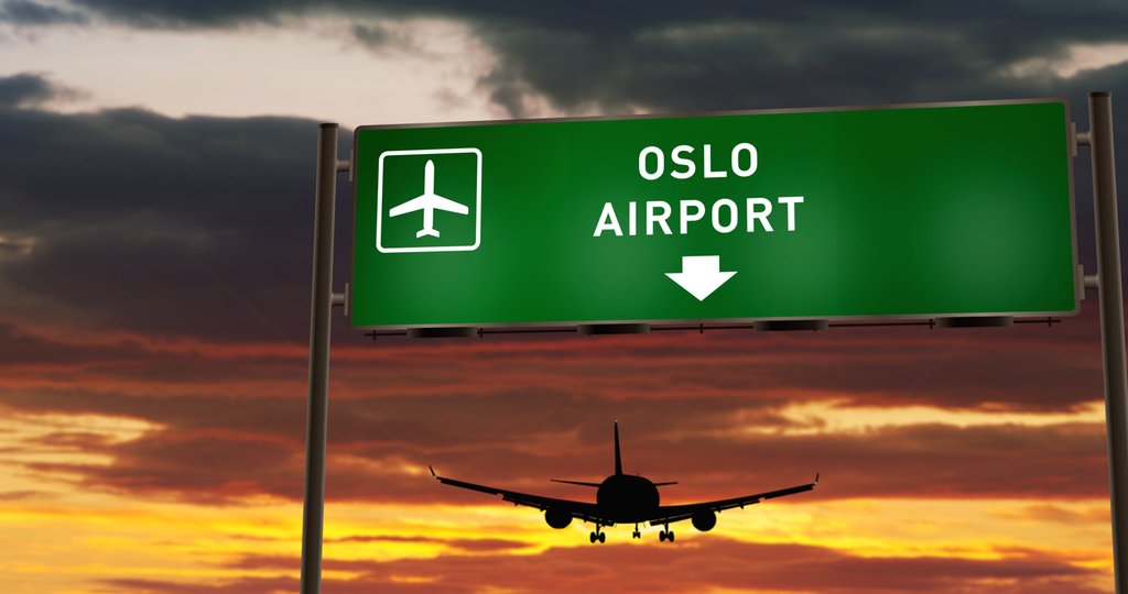 A plane departing Oslo Airport
