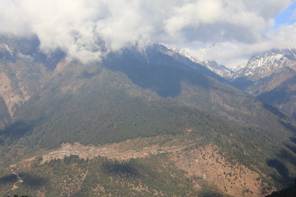 The village of Melamchi Gaon in the distance