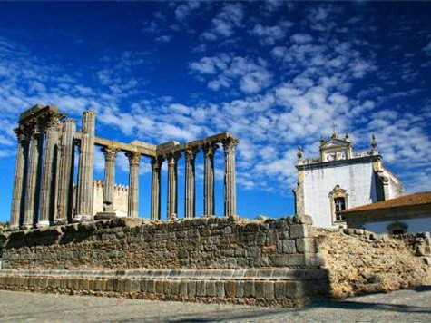 The Roman Temple of Évora, also known as the Templo de Diana