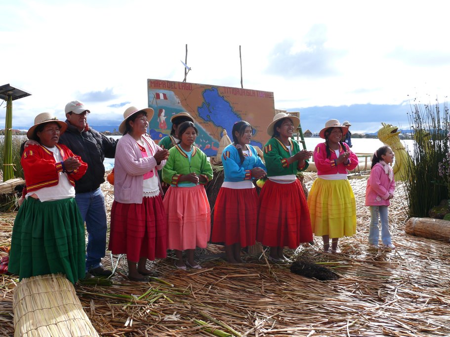 The Uru people of Lake Titicaca live on floating islands made from reeds.