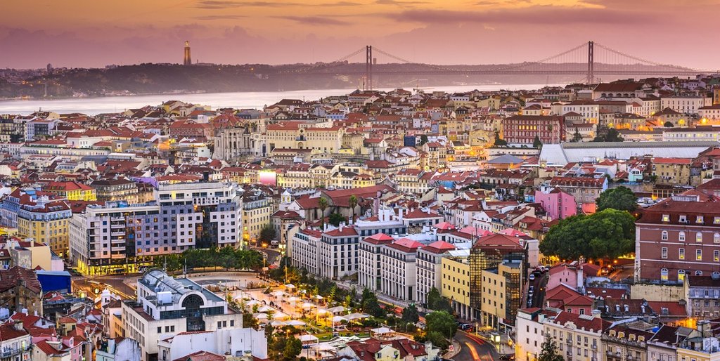 Aerial view over Lisbon