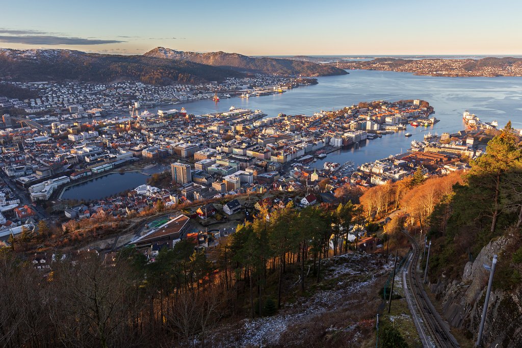 A view of Bergen City from Mount Fløyen