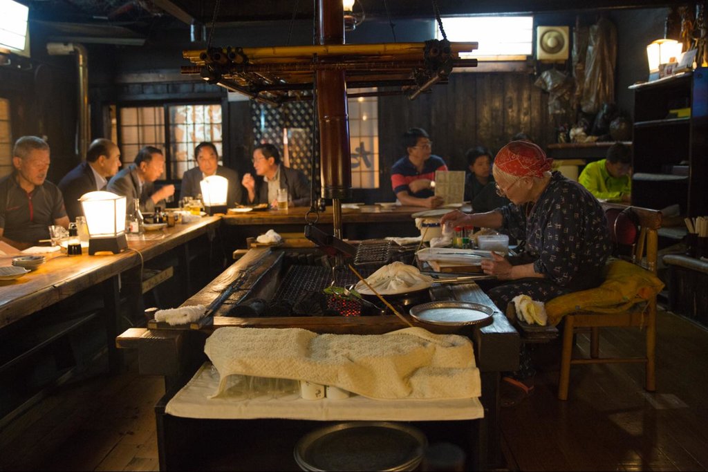 Robatayaki cuisine at a local Hokkaido restaurant.