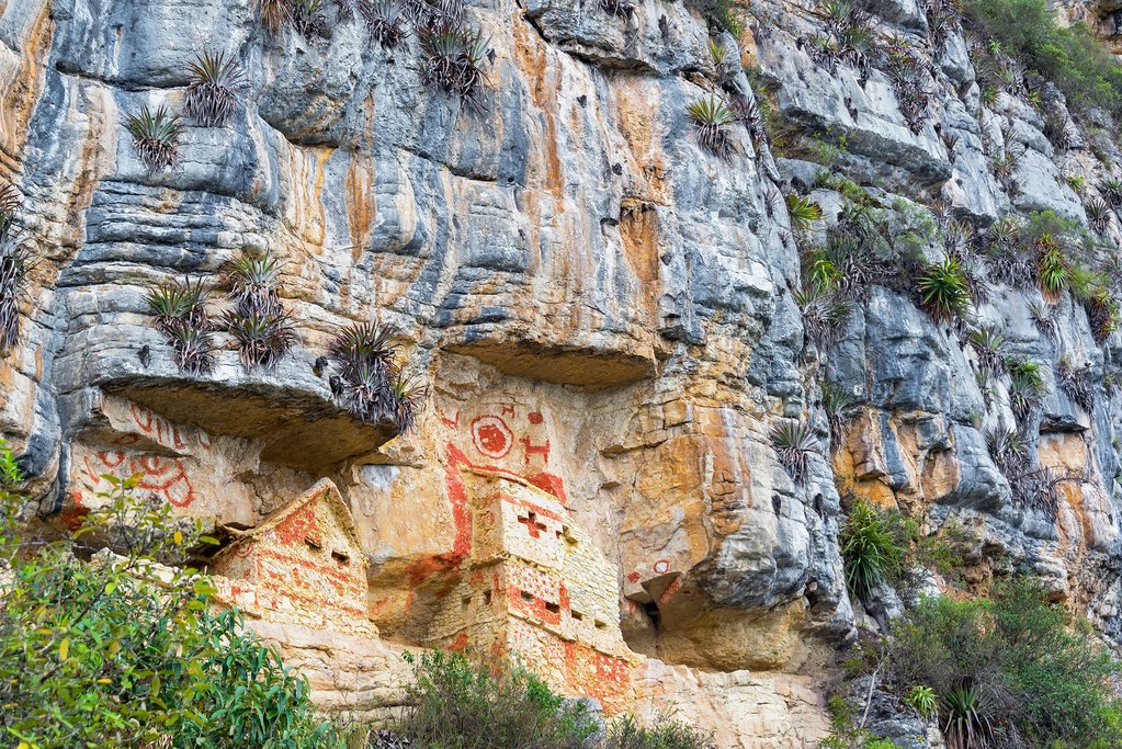 Mausoleum of Revash built into the side of a cliff near Chachapoyas