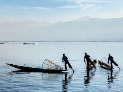 Myanmar travel attraction landmark - Traditional Burmese fisherm