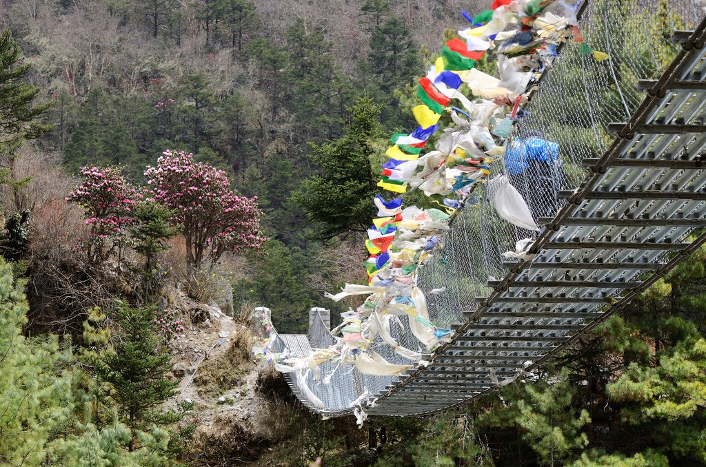 A suspension bridge on the way to Lukla