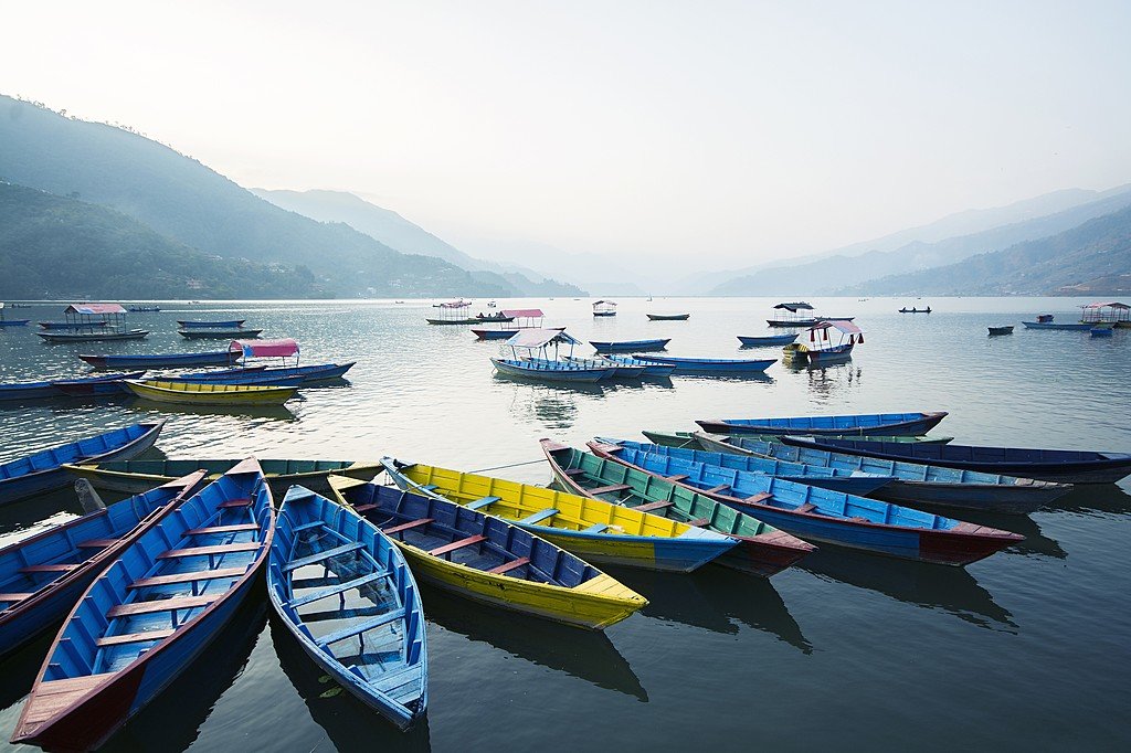 Boats on Phewa Lake