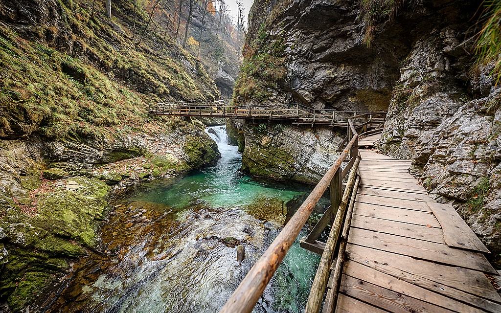 Venture through the Vintgar Gorge walkways