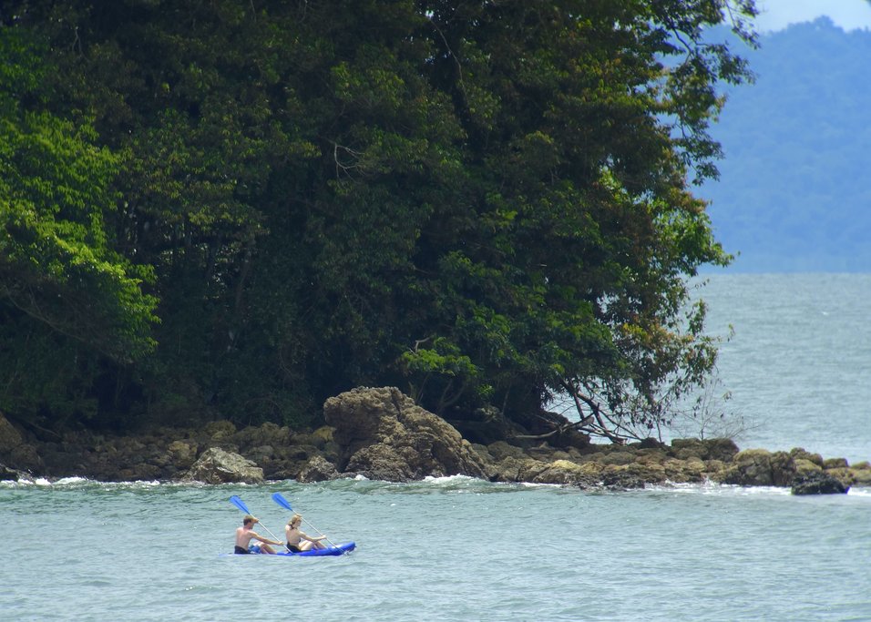 Kayakers paddle off the coast near Nuquí
