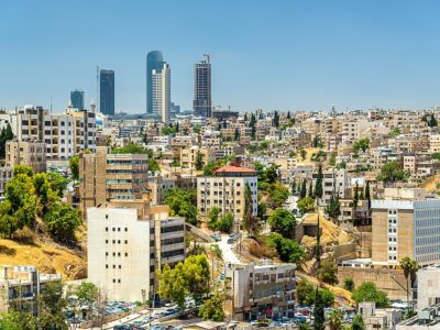 Cityscape of Amman downtown with skyscrapers at background - Jordan
