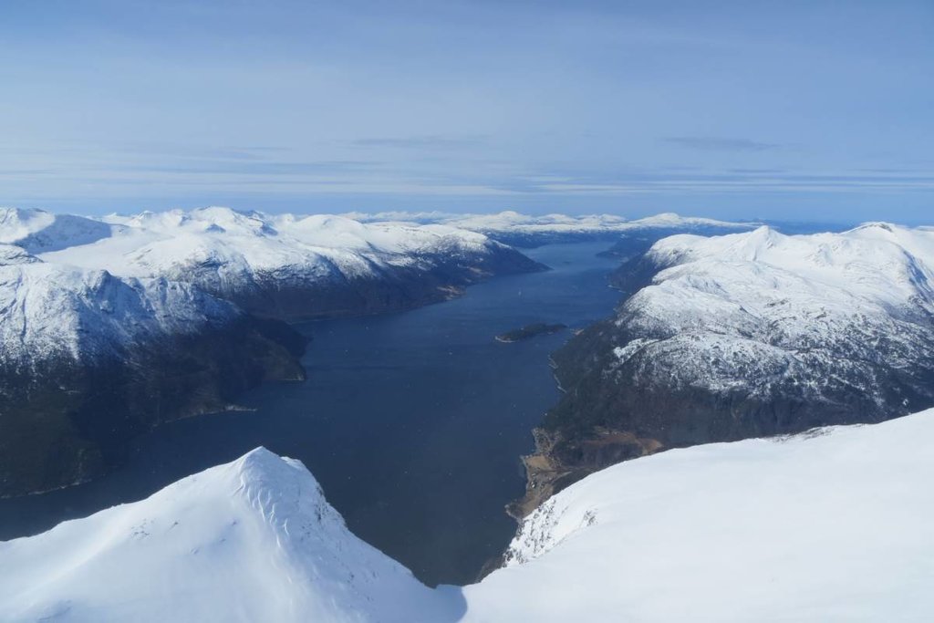 A winter view down into the fjords