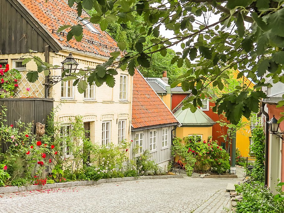 Wooden houses in Oslo's historic center.