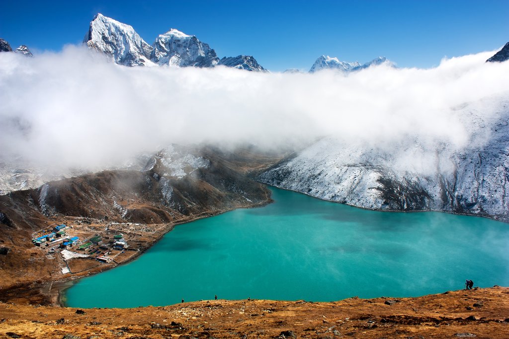 The small village of Gokyo along Dudh Pokhari Lake