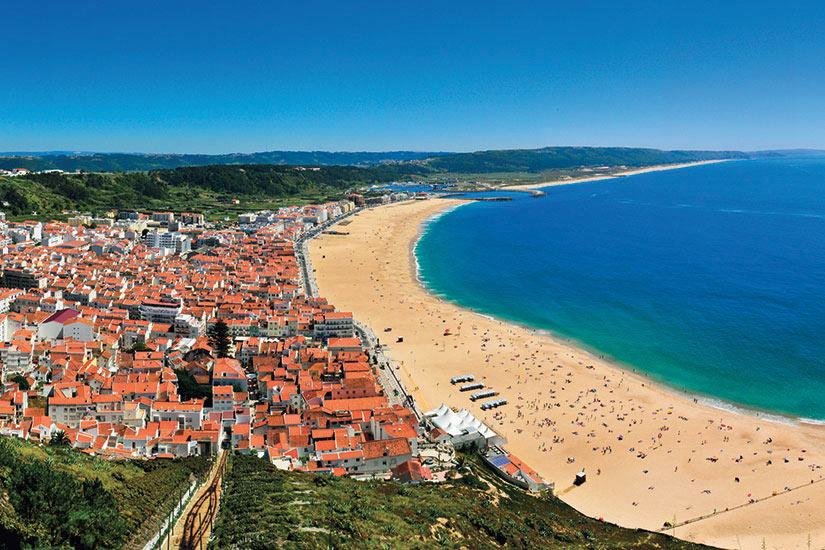 The beautiful view of Nazaré's beach from above