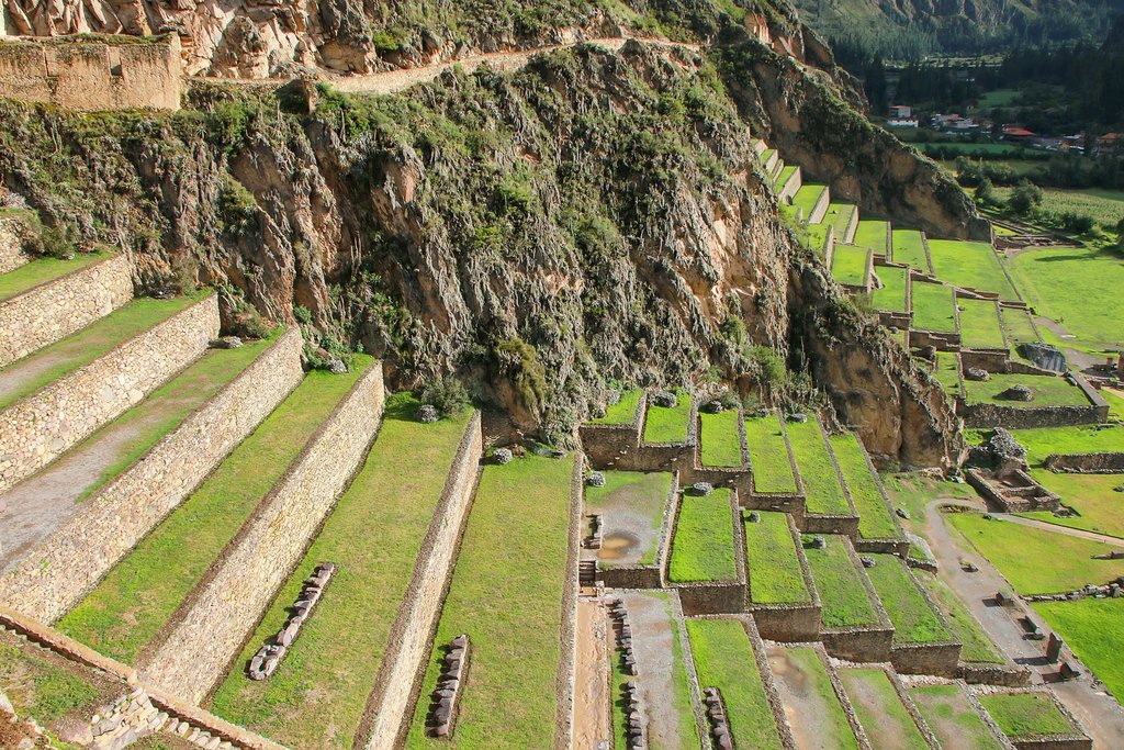 Ruins of Inca Terraces in Ollantaytambo 