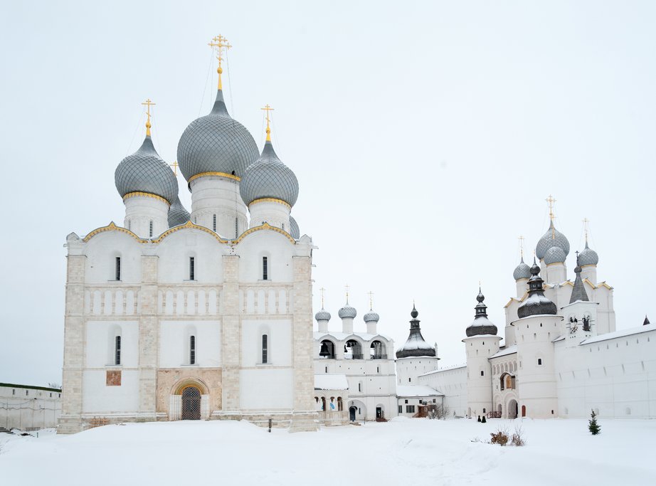 Uspensky and Voskresensky Cathedrals in Rostov Veliky Kremlin