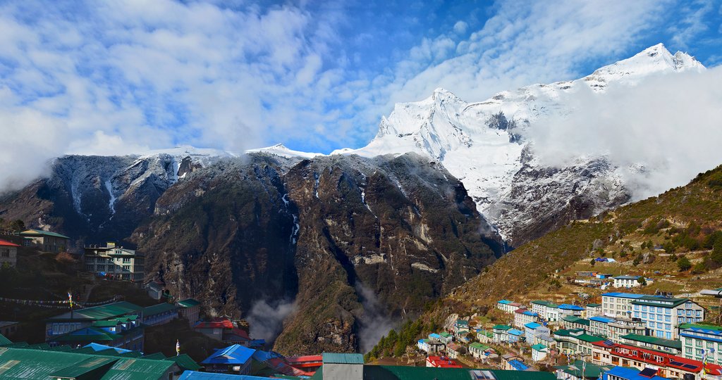 Namchhe Bazaar with Kongde Ri in the background