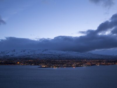 Icelandic City Akureyri At Night
