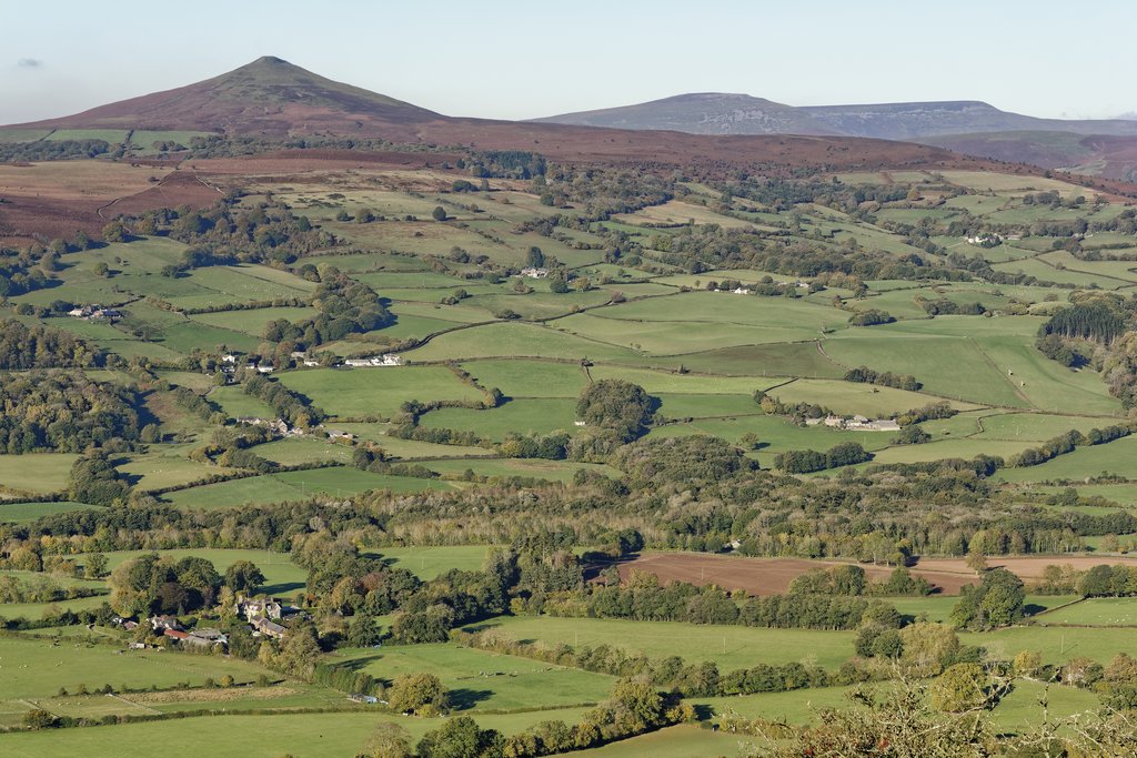 Sugar Loaf and the surrounding countryside