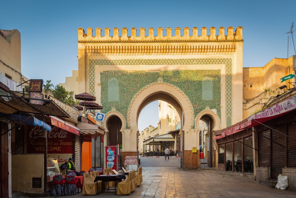 The famous blue gate, or Bab Bou Jloud in Fes