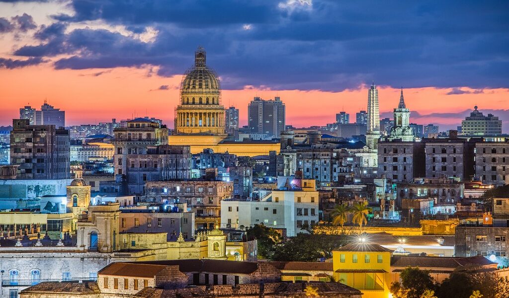 Havana, Cuba old town skyline.