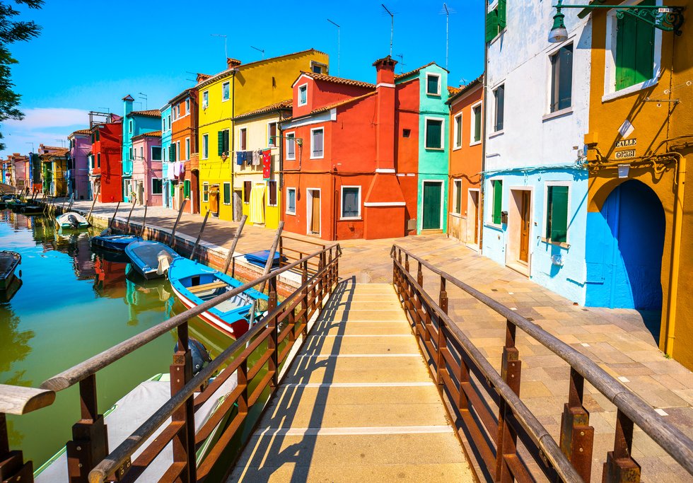 Colorful homes on Burano Island, Venice