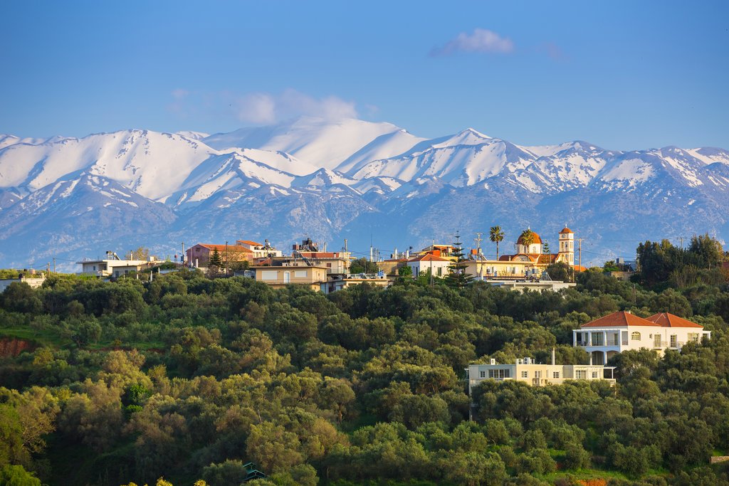 Crete's mountains are snow-topped in winter