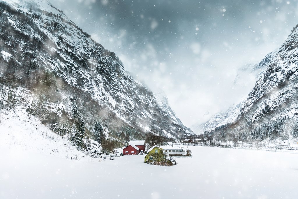 Snowy landscapes near Bergen