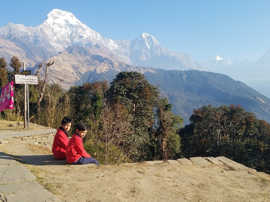 Nepalese youngsters near Ghorepani