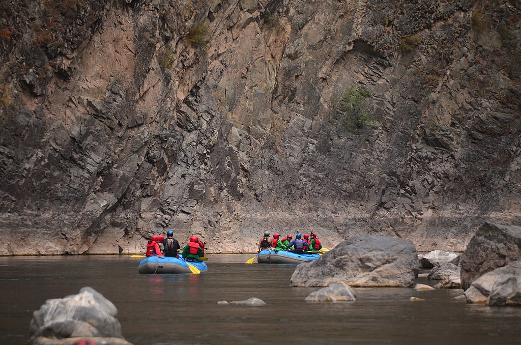 As the river flow becomes calmer, take a chance to look up and spot birds nesting on the rocks above you