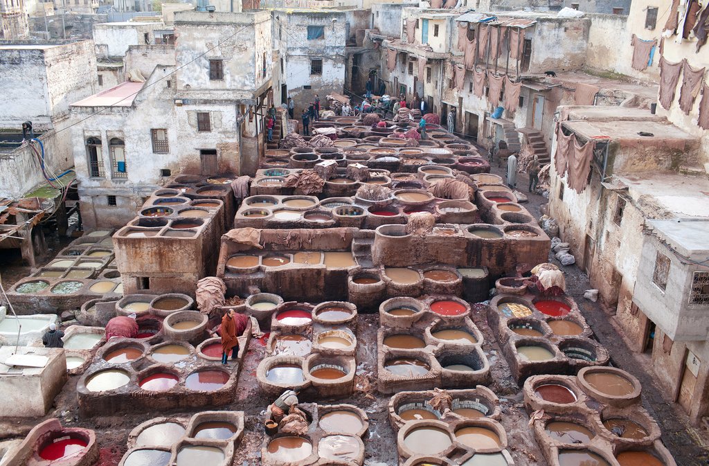 A tannery souk in Fez, Morocco