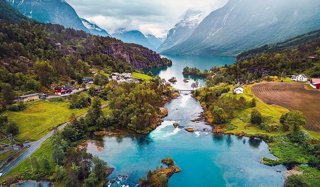 Beautiful Nature Norway natural landscape aerial photography. lo