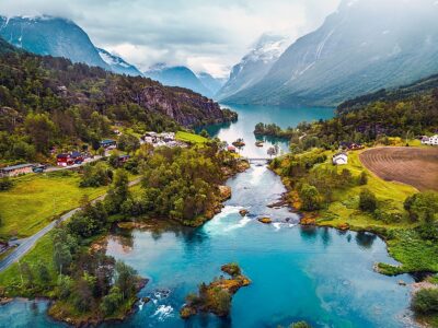 Beautiful Nature Norway natural landscape aerial photography. lo