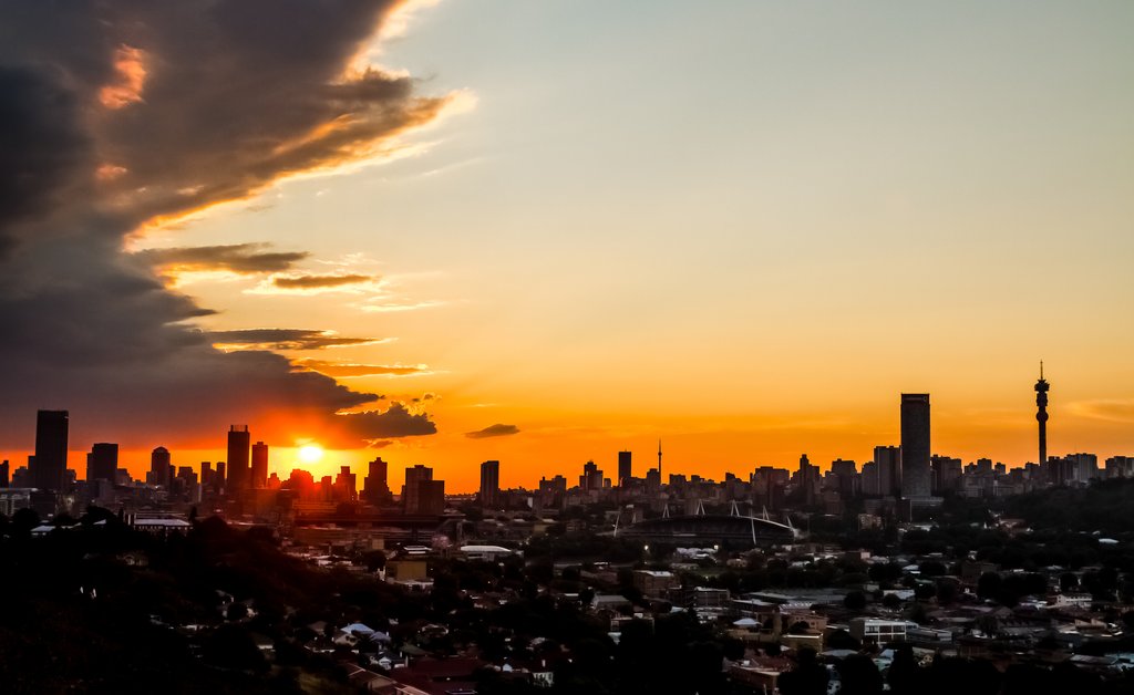 Johannesburg skyline at sunset