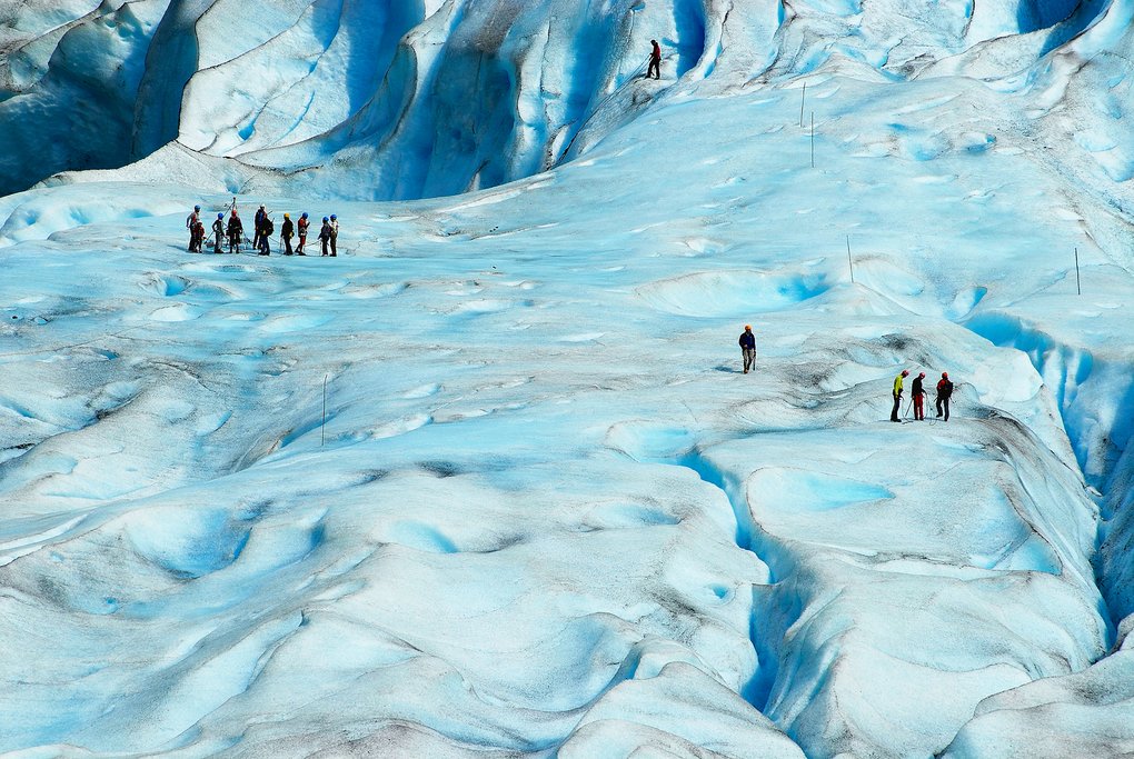 People hiking on Jostedalsbreen Glacier