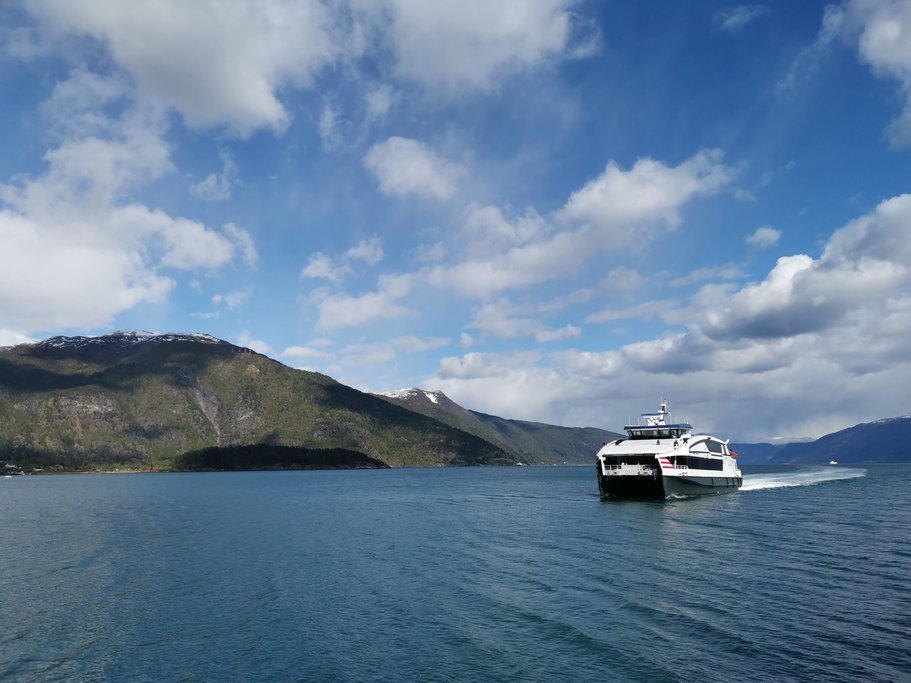 The ferry traveling to Bergen
