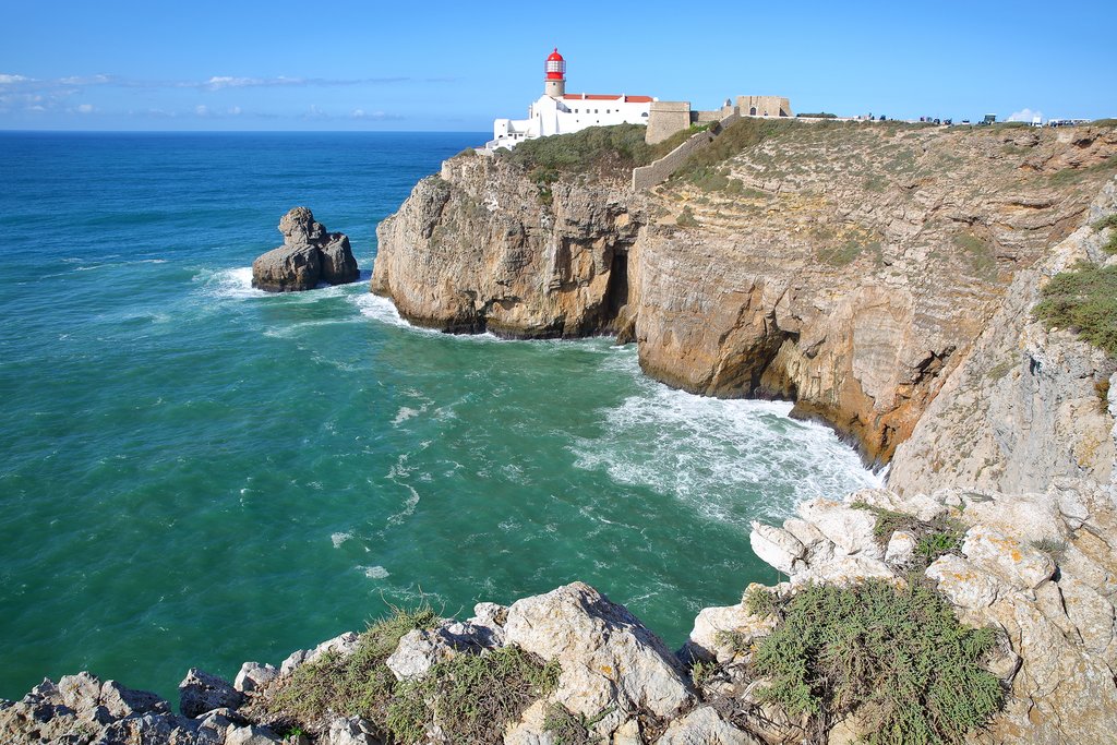 A lighthouse overlooks Cape St Vincent