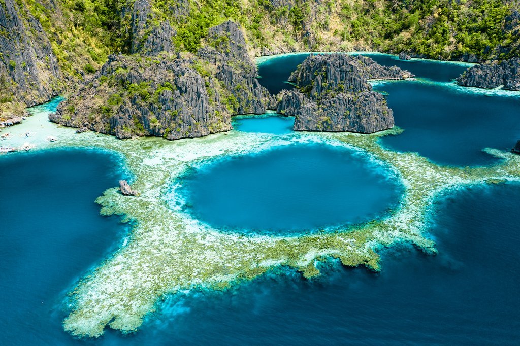Aerial view of Coron's lagoons