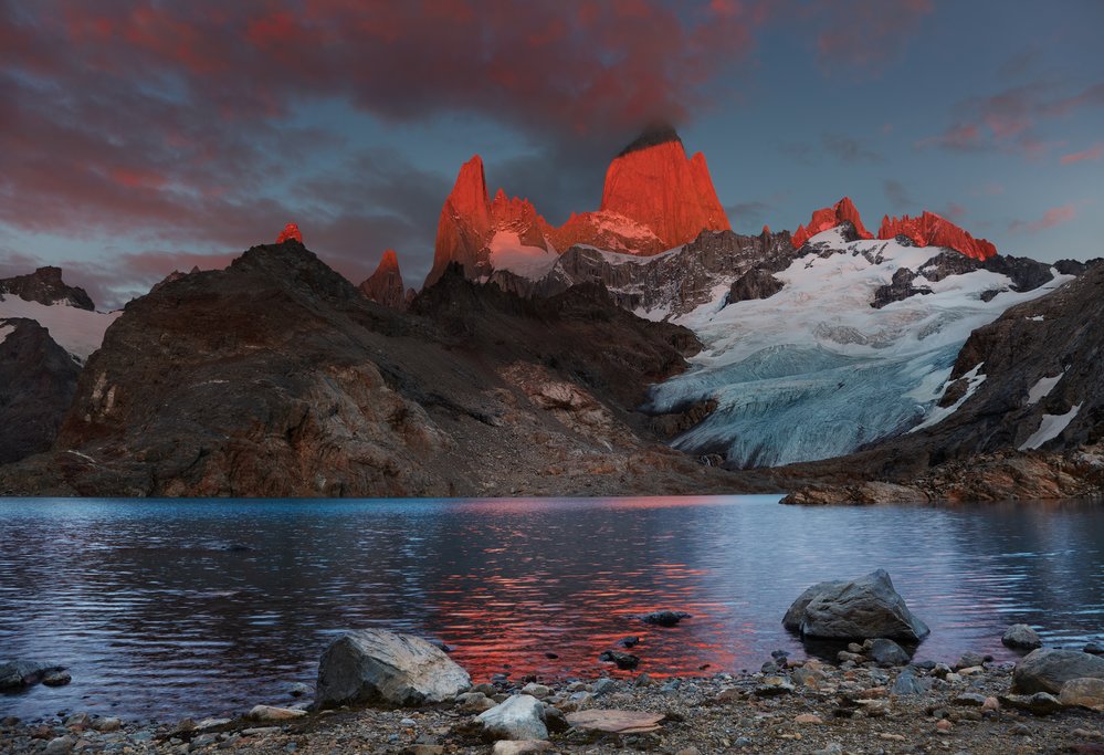 If lucky, you'll catch a sunrise in Mt. Fitz Roy