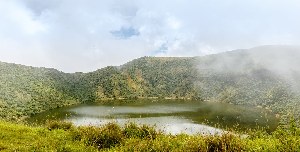 Lake inside the Bisoke Volcano crater
