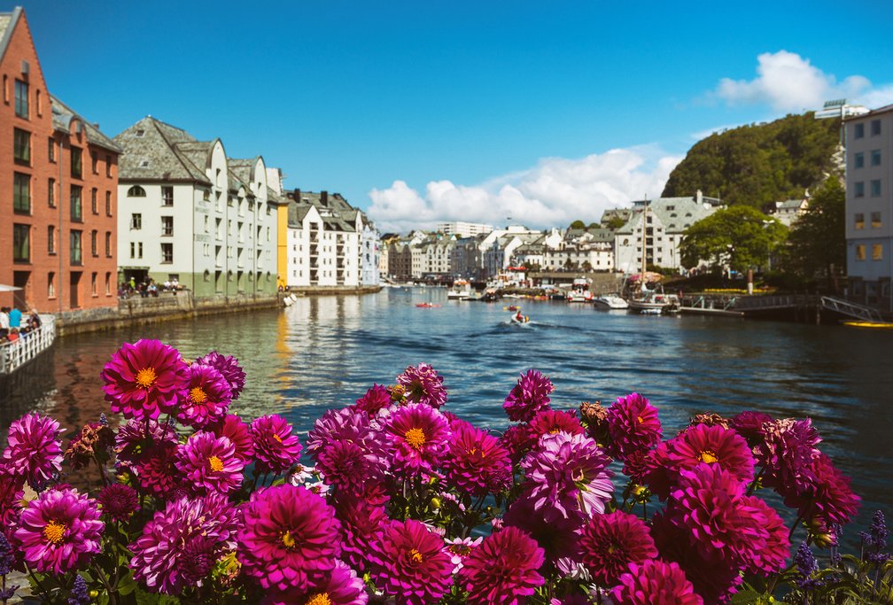 Downtown Ålesund in full bloom.