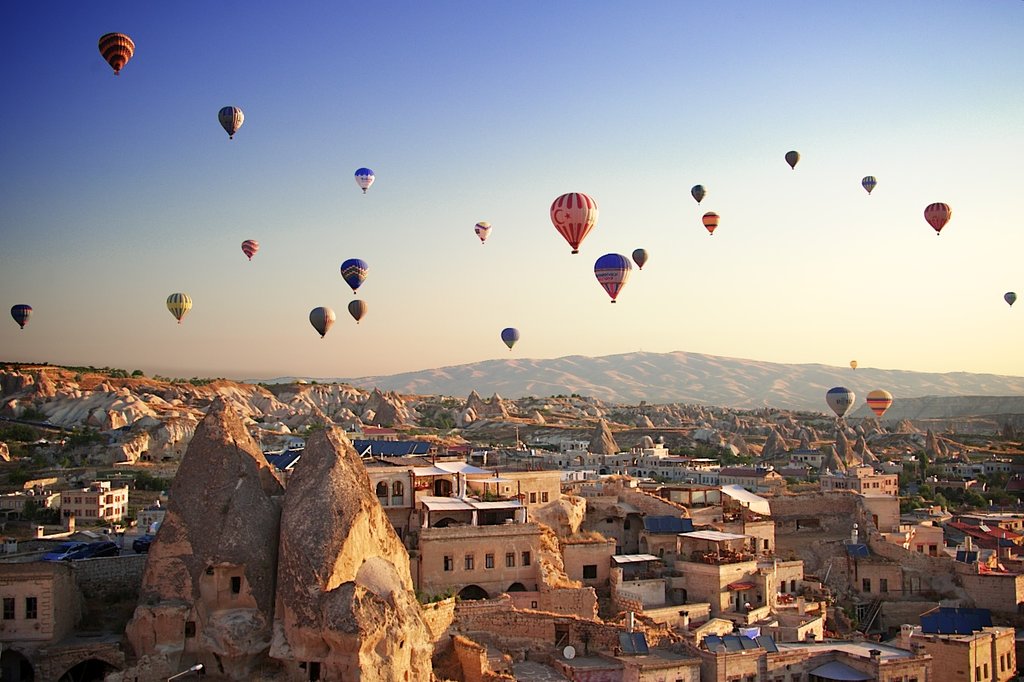 Hot-air balloons over Cappadocia