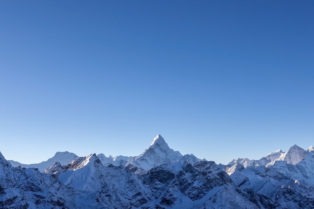 Ama Dablam lit by the first rays of morning sun