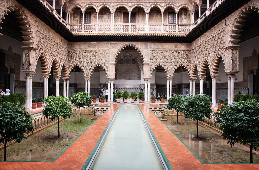 The courtyard of the Alcázar of Seville
