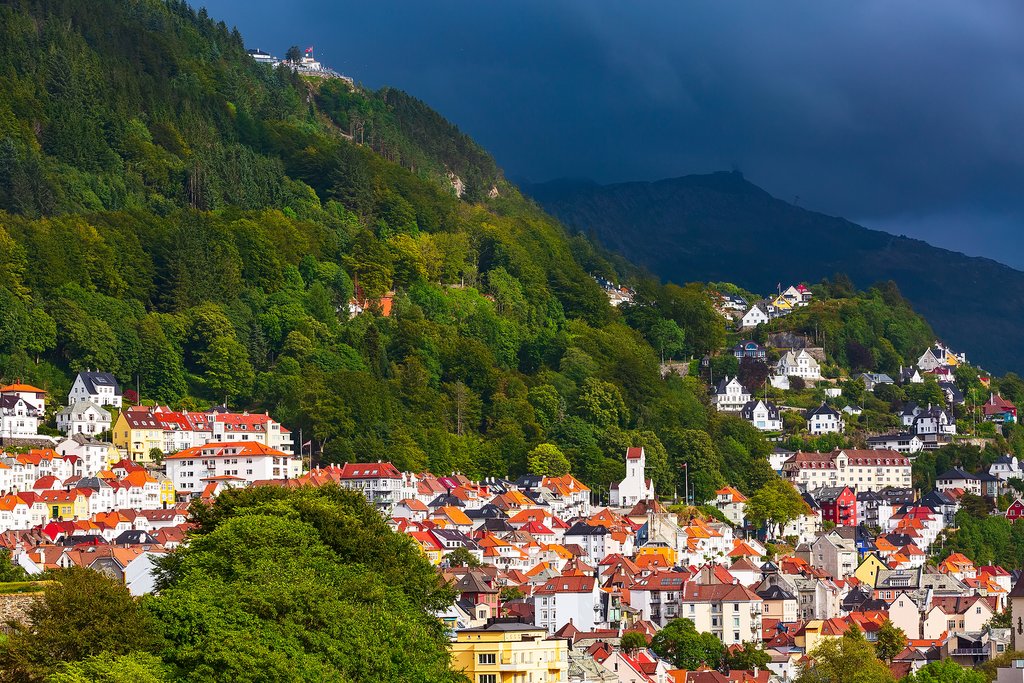 Bergen is famously surrounded by seven hills or mountains