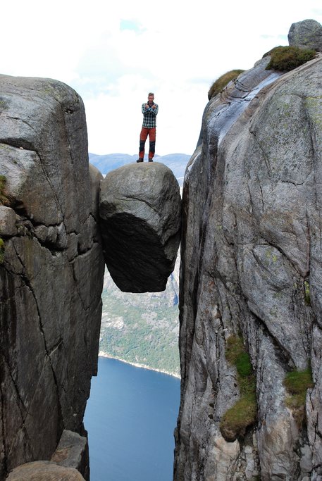 Atop the Kjerag Boulder
