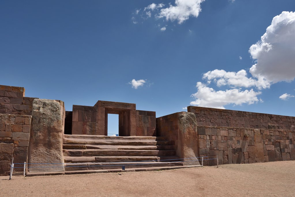 Tiwanaku, a Pre-Columbian archaeological site in western Bolivia.