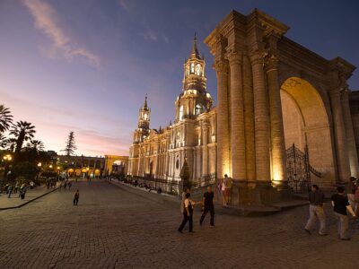 AREQUIPA PERU NOVEMBER 9: Main square of Arequipa with church on