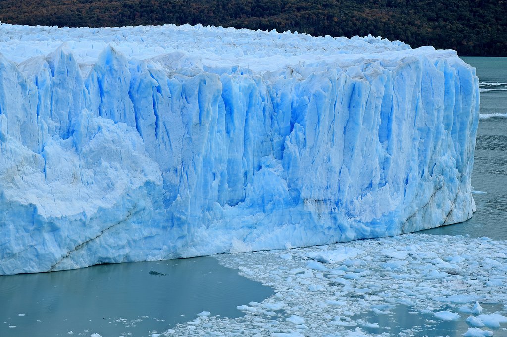 The massive ice walls of the Perito Moreno glacier